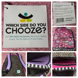 CHOOZE Reversible Backpack Kids STEAM Pink Black Space Alphabet Two-Sided