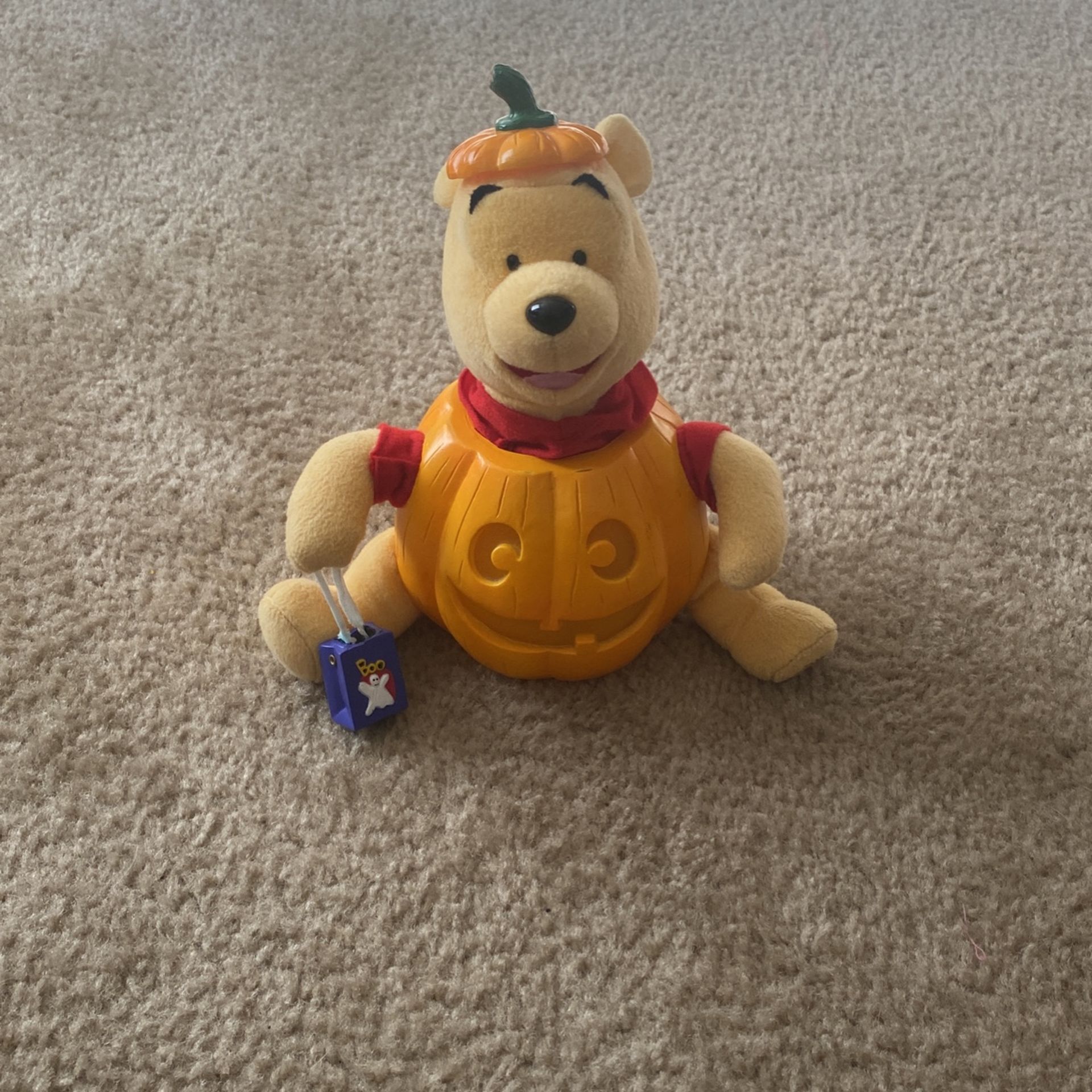 Gemmy Disney Winnie Pooh Pumpkin Animated Light Up Singing Dancing Halloween Vtg