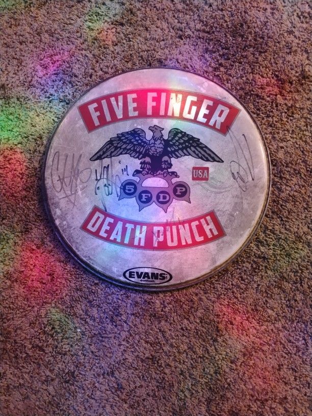 Five Finger Death Punch Autographed Drum Lid