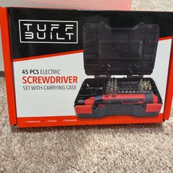 New In Unopened Box, 45 Pieces Electric Screwdriver Set With Carrying Case 