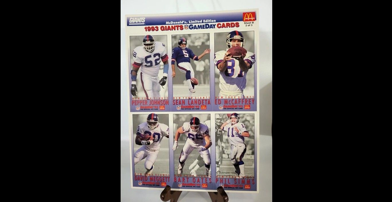 1993 McDonalds Limited Edition - GIANTS Gameday Collector Cards - Sheet B

