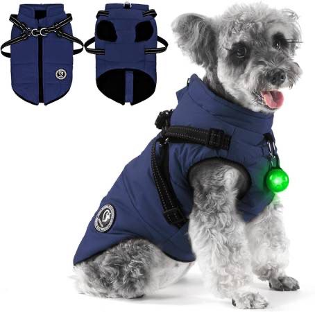 new Size X-Large Dog Warm Jacket Coat, Waterproof Winter Dog Coat with Adjustable Harness, Snow Cold Weather Cozy Jacket Clothes for Puppy, Fleece Cot
