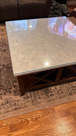 Coffee Table 3’x3’ All wood and Glass Top
