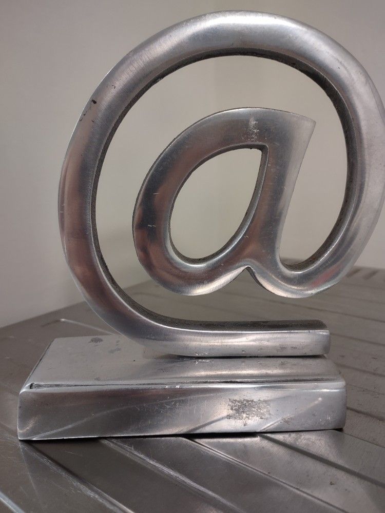 Large Aluminum Cast Desk Email @ Sign 7" Tall Office Boss Gift Paper Weight