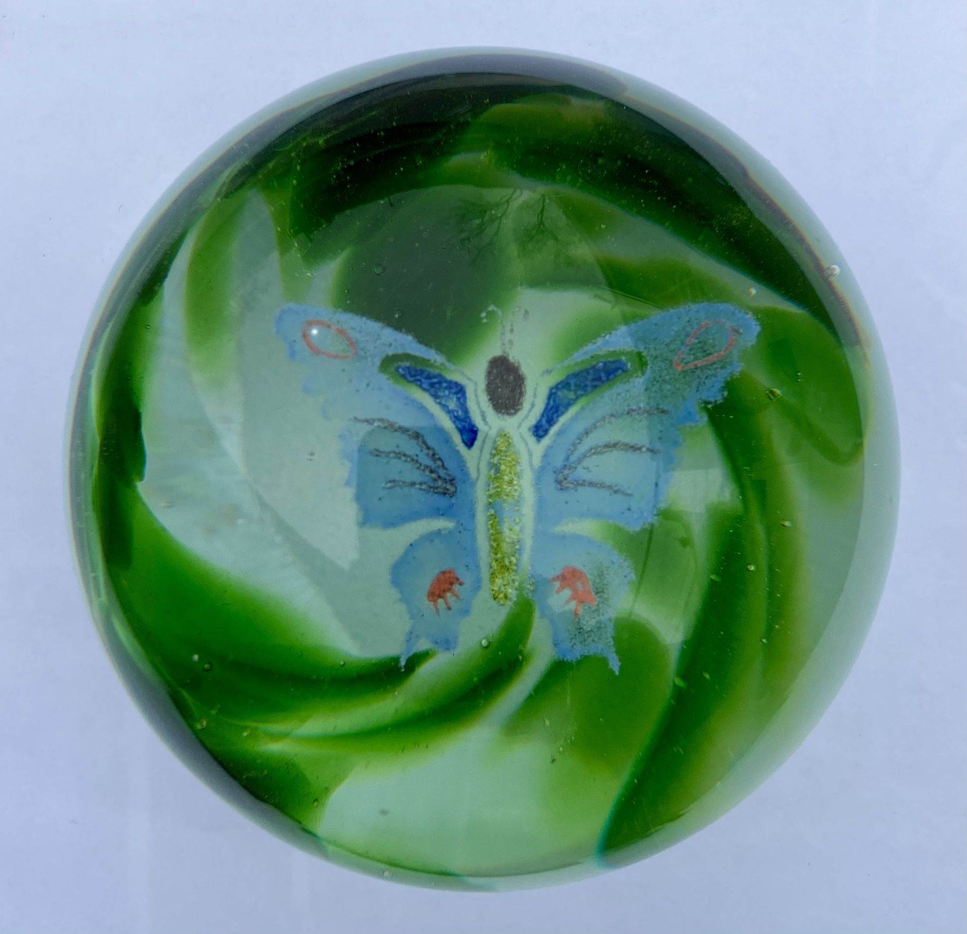 Vintage Wilkerson Glass Floating Butterfly Paperweight