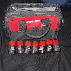 Milwaukee M12 Batteries And husky bag 