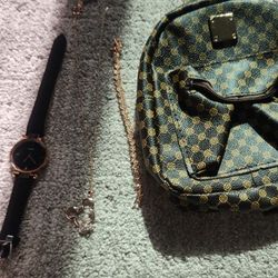 New Items, Small Backpack, Watch, Heart Bracelet, Necklace 