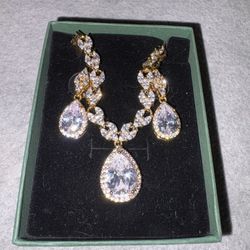 3 Pc Diamond Necklace W Earrings