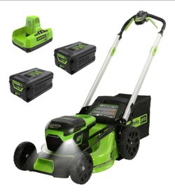 Greenworks 60V 21" Brushless Mower
Condition: New - Packaging flawed brand new, everything is bubble wrapped/ziptied, Batteries and charger are inside