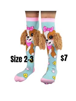 Kids Novelty Dog Knee-High Socks Size 2-3 and 4-7 ❤️❤️