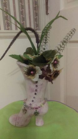 Flowered boot vase