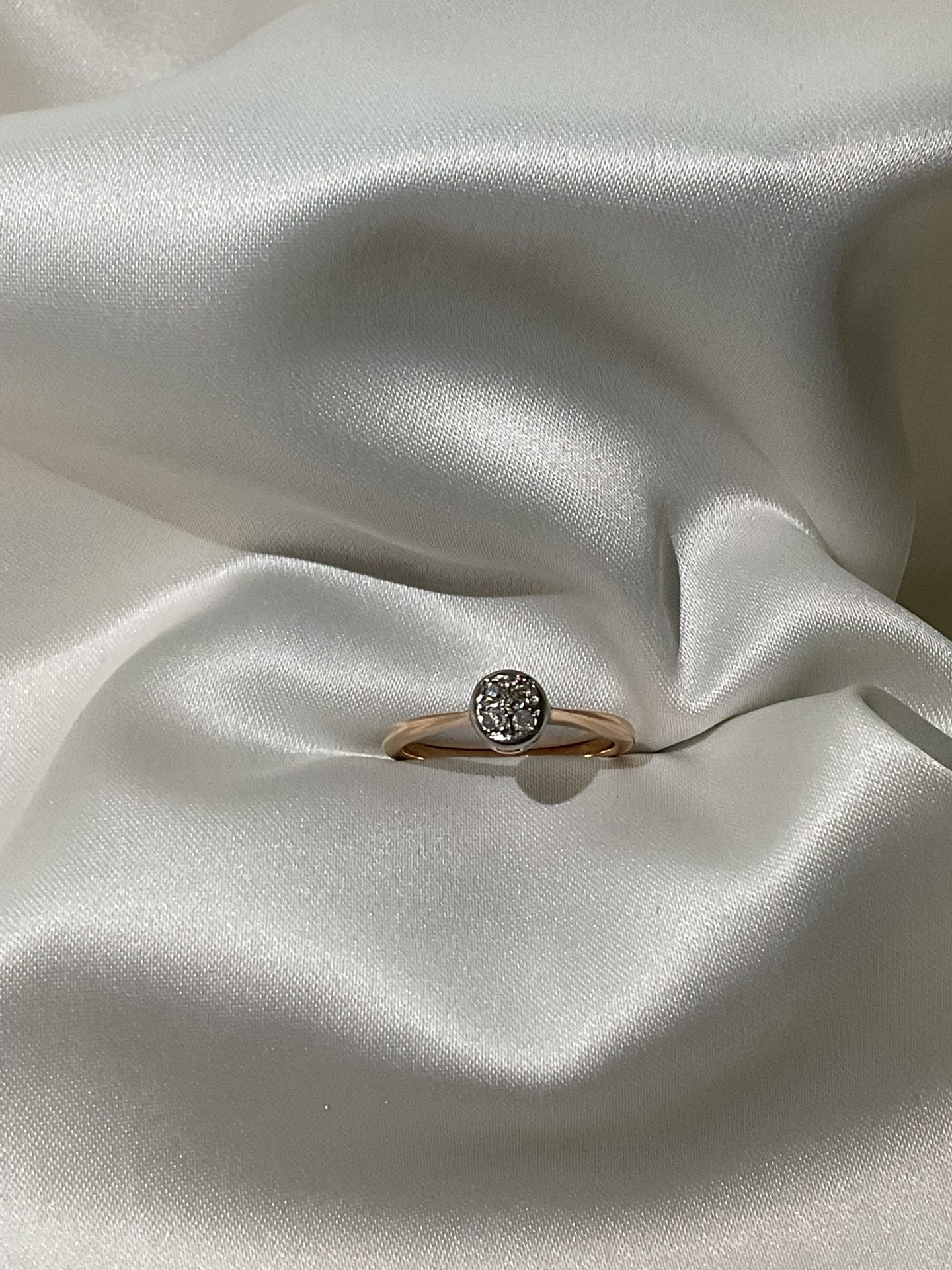 Vintage Platinum & 9k Rose Gold Diamond Ring
