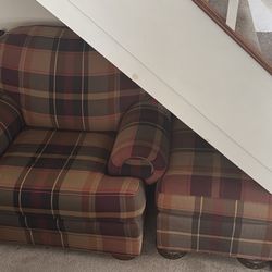 Red flannel Chair With Ottoman