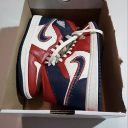 New Nike Air Jordan 1 Mid SE  "USA"  Red Sail Navy Women's Size 5.5 [DQ7648-600]