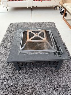 Square Outdoor Metal Fire Pit with Mesh Screen