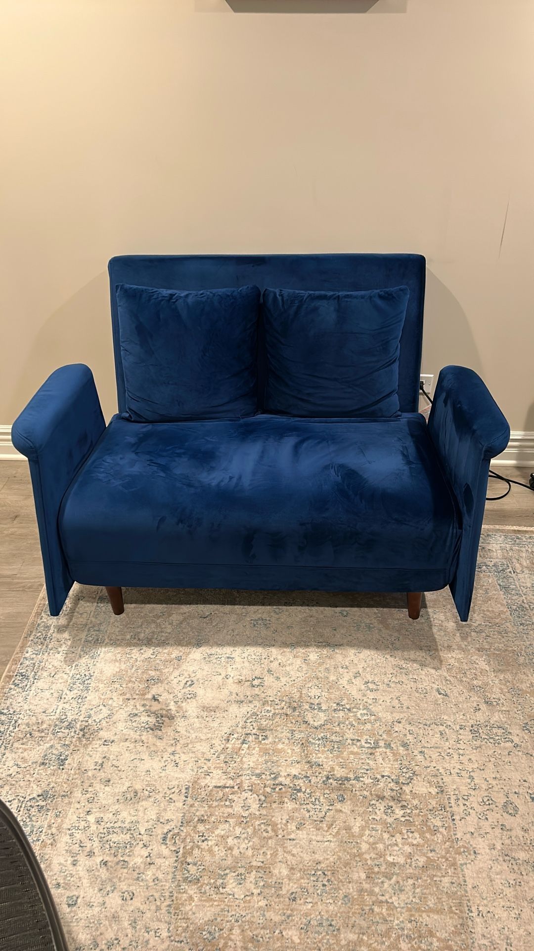 Cute Little Blue Velvet Loveseat