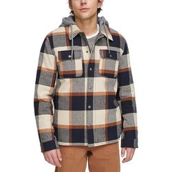Levi's Men's Cotton Quilted Shirt Jacket with Fleece Hood