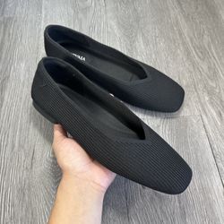 Vivaia Women's Flats Size 10/41.5 Black Margot 2.0 Square Toed Slip-On Cushioned