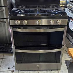 GE PROFILE GAS RANGE DOUBLE OVEN STAINLESS STEEL NO SCRATCH NO DENTS 