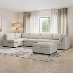 Thomasville Tisdale 6-Piece Modular Sectional Sofa w/ Storage Ottoman - Taupe Costco Sectional
