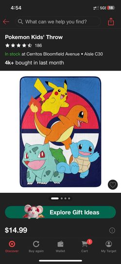 Pokemon Kids' Throw Cozy Small Blanket 