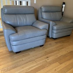 Set of Leather Arm Chairs / Sofa