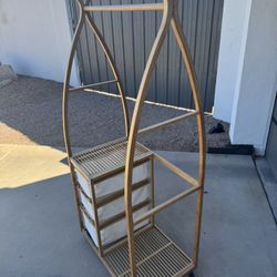 Bamboo Rolling Laundry Room Drying Rack With Three Drawers