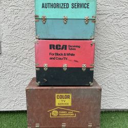 3 Vintage TV Television Vacuum Tube Cases Boxes. GE/ RCA/ MAGNAVOX. Pre Owned.