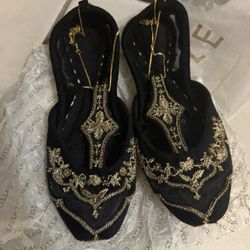 Black & Gold Embellished Shoes
