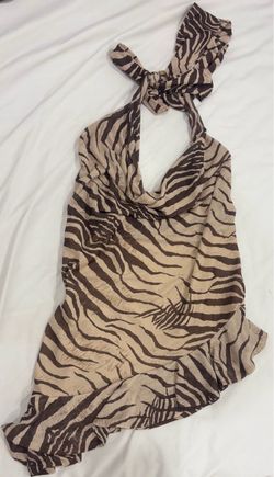 Milk+Honey • Zebra Print Halter Neck Top • (Large)