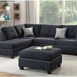 3 PC SECSIONAL SOFA BLACK NEW IN BOX ☎️ 1714586,2564 PICK UP PRICE