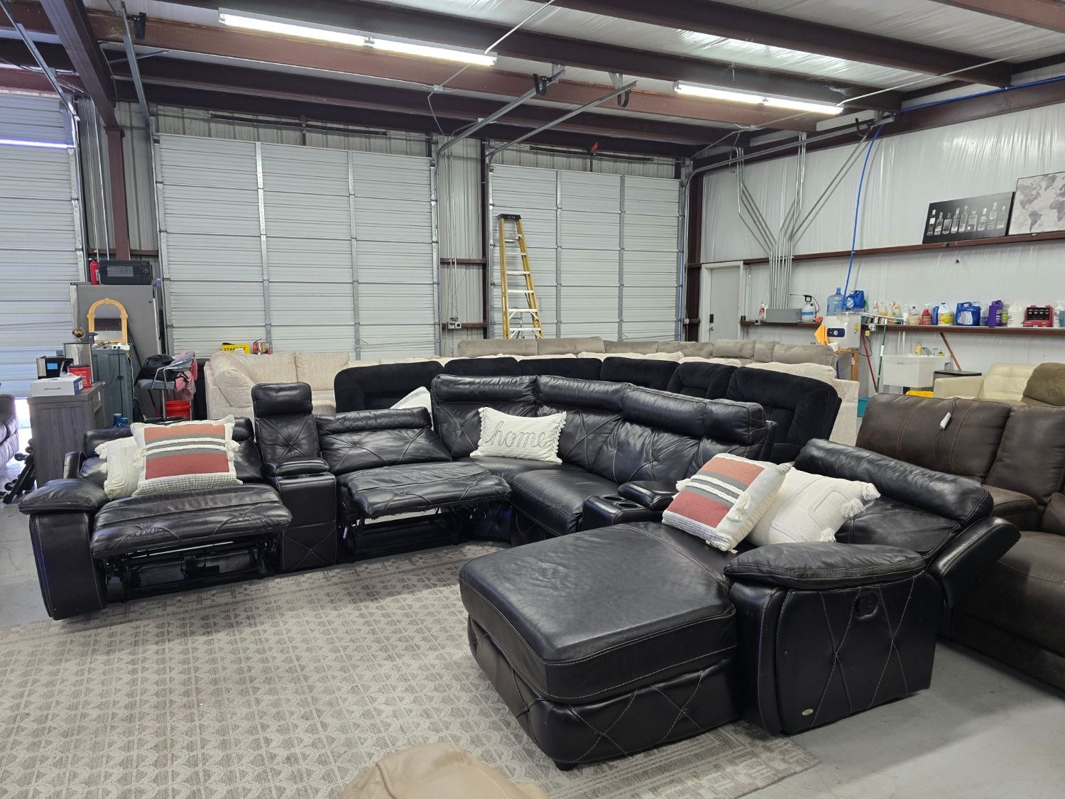 Black Power Reclining Leather Sectional Couch For Sale 🚛 DELIVERY AVAILABLE SAME DAY 🚚