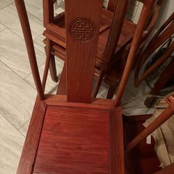 Vintage Cherry Wood Chair Set 