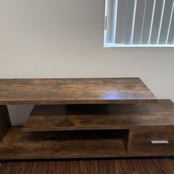 Wooden TV Stand with Drawer & Shelf