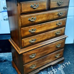 Sears Roebuck Wooden Bureau / Fruitwood Tall Chest Of Drawers / Chest On Chest / Tallboy / Quality Furniture