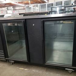 Used True 69"L Back Bar Cooler With Glass Doors