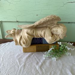 Touch of Class Sleeping Angel Shelf Sitter Sculpture - Resin - Antique Ivory - Indoor, Outdoor Seasonal - Charming Figurine for Bedroom, Nursery, Book