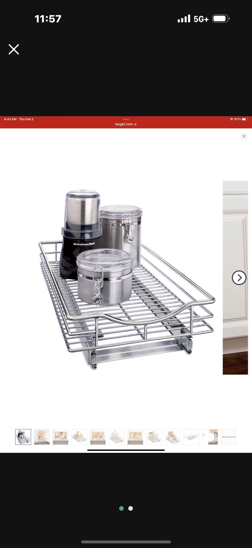 Cabinet Metal Pull Out Shelf 14” X 20”x 5”