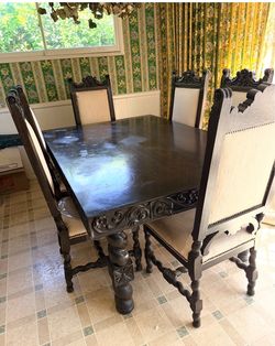 Hand carved solid wood dining set