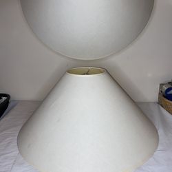 Vintage Cream Linen Large Lampshade Pair