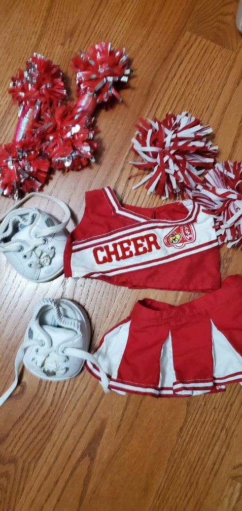 Build A Bear Workshop Red White Cheerleader Outfit Pom Poms Replacement Outfit