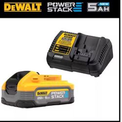 Dewalt Powerstack Battery 5 AH  And Charger 