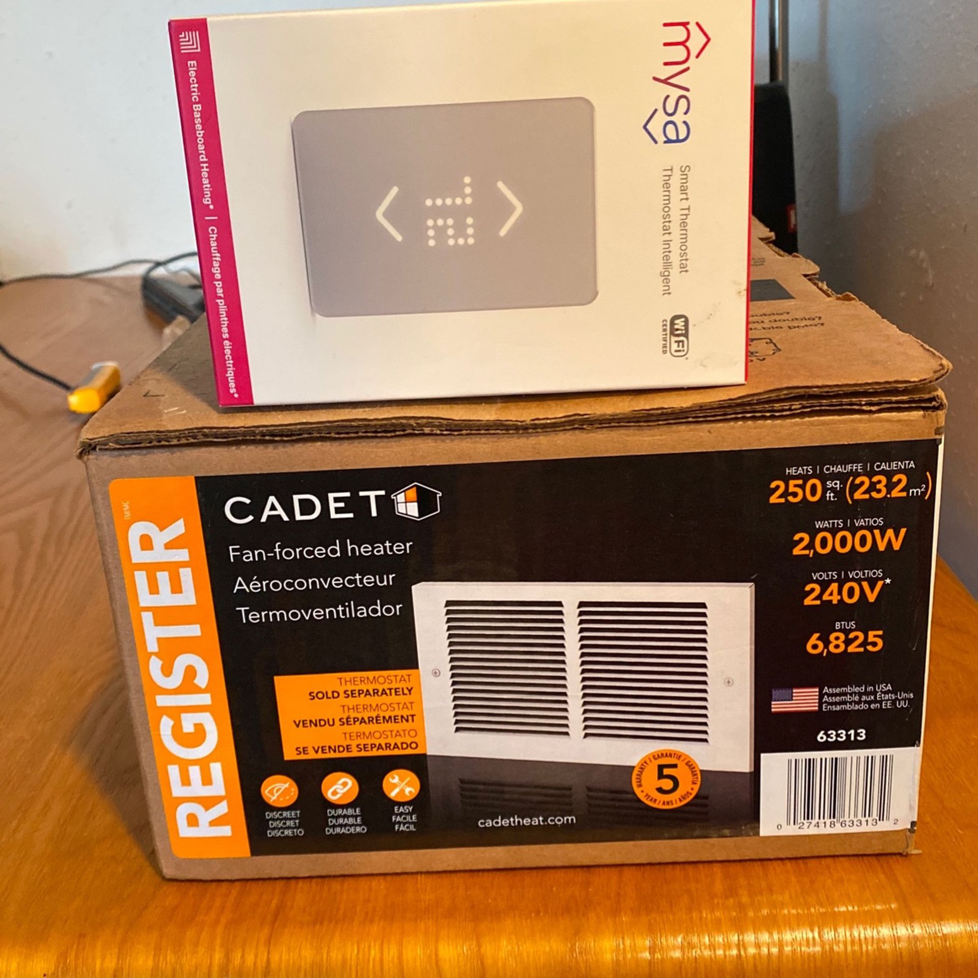 Cadet Fan Forced Heater, And MySa Smart Thermostat New (Read Full Description )