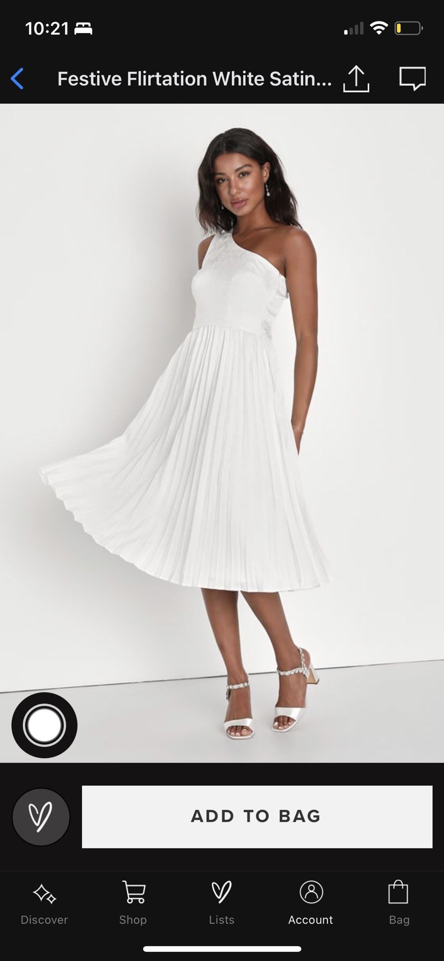 Lulus Festive Flirtation White Satin Jacquard One-Shoulder Midi Dress