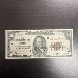 1929 $50 Chicago, Illinois Higher Grade Note