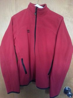 TIMBERLAND RED FULL ZIP FLEECE JACKET BOYs LARGE SZ 16/18 SWEATSHIRT