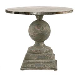 French Pedestal Metal Accent Table 