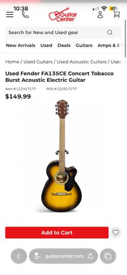 Fender Electric Acoustic Guitar Tobacco finish