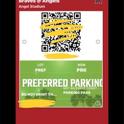 Angels v Braves Baseball Preferred Parking Ticket Wednesday 4-8-26