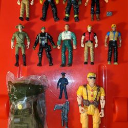 Vintage Action figures lot Gi Joe Lanard Chap Mei Firefighters Military War Toy Island + Accessories
